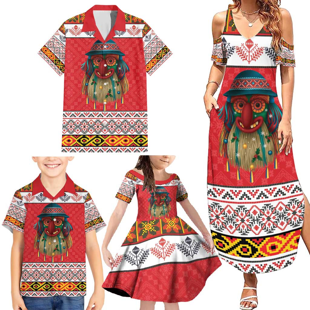 Personalized Romania Christmas Family Matching Summer Maxi Dress and Hawaiian Shirt Romanian Folk Mask - Wonder Print Shop