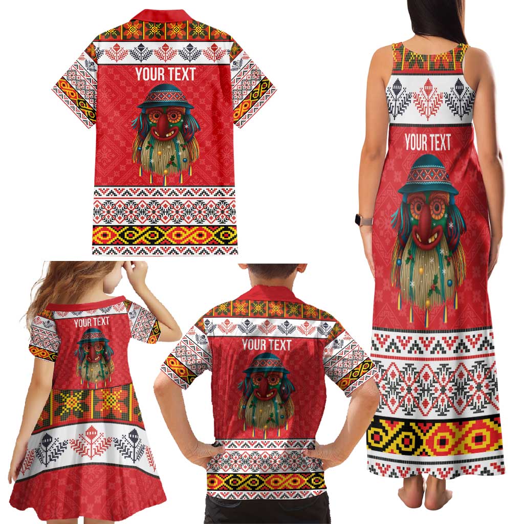 Personalized Romania Christmas Family Matching Tank Maxi Dress and Hawaiian Shirt Romanian Folk Mask - Wonder Print Shop