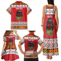 Personalized Romania Christmas Family Matching Tank Maxi Dress and Hawaiian Shirt Romanian Folk Mask - Wonder Print Shop