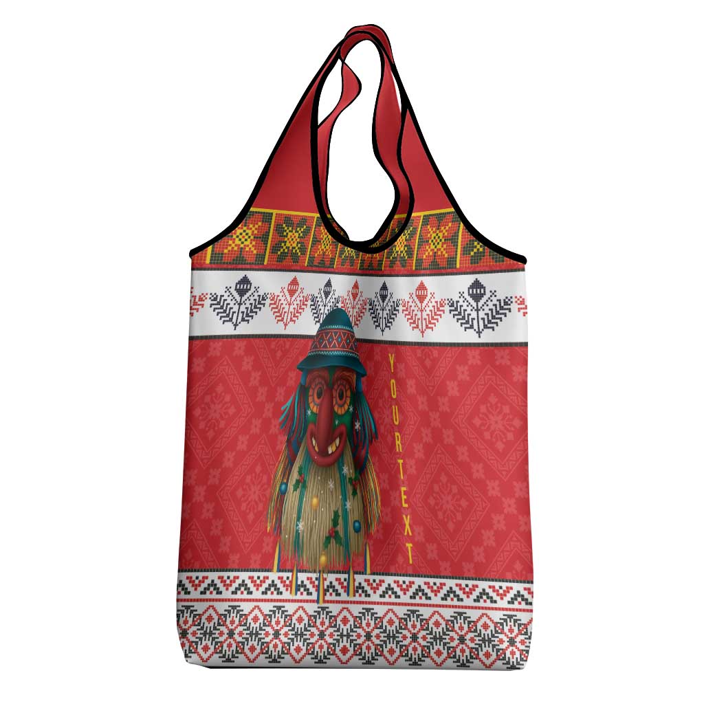 Personalized Romania Christmas Grocery Bag Romanian Folk Mask - Wonder Print Shop