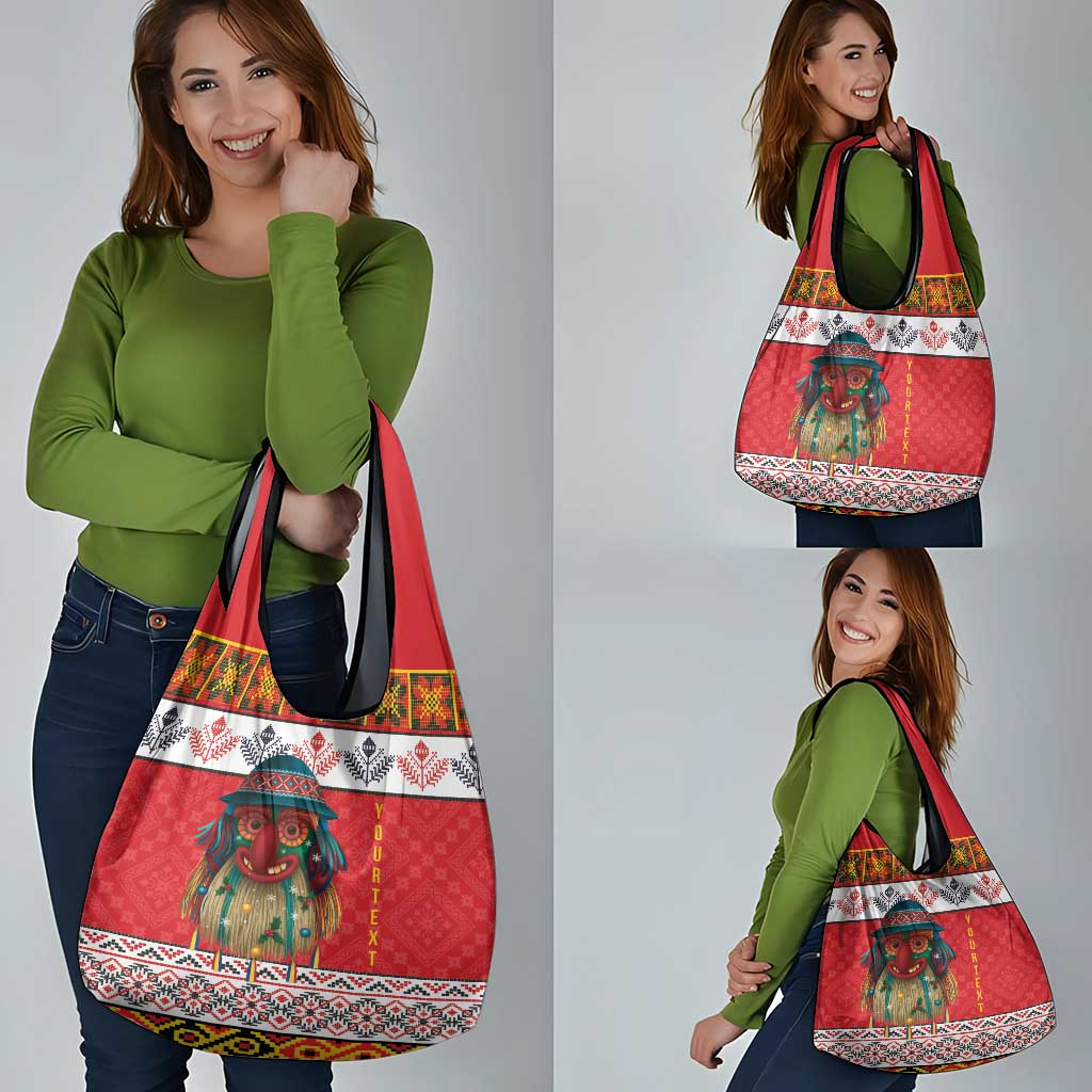 Personalized Romania Christmas Grocery Bag Romanian Folk Mask - Wonder Print Shop