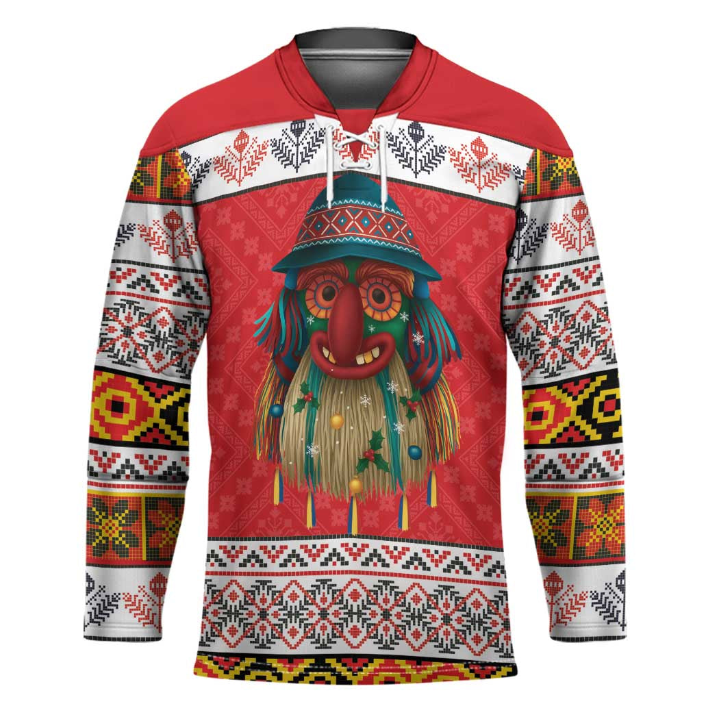 Personalized Romania Christmas Hockey Jersey Romanian Folk Mask - Wonder Print Shop
