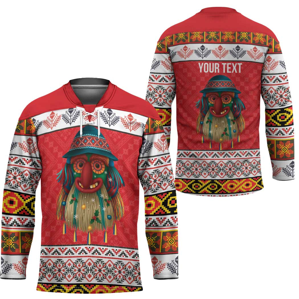 Personalized Romania Christmas Hockey Jersey Romanian Folk Mask - Wonder Print Shop