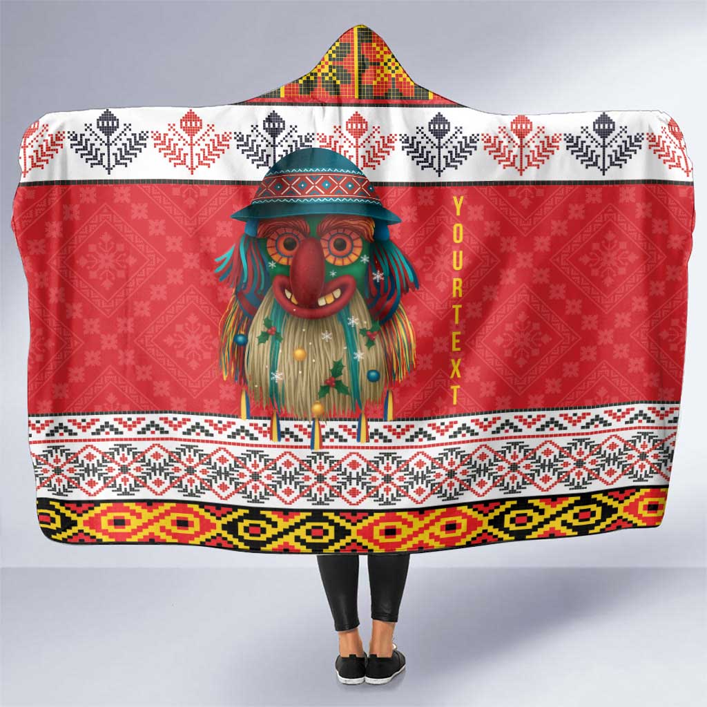 Personalized Romania Christmas Hooded Blanket Romanian Folk Mask - Wonder Print Shop