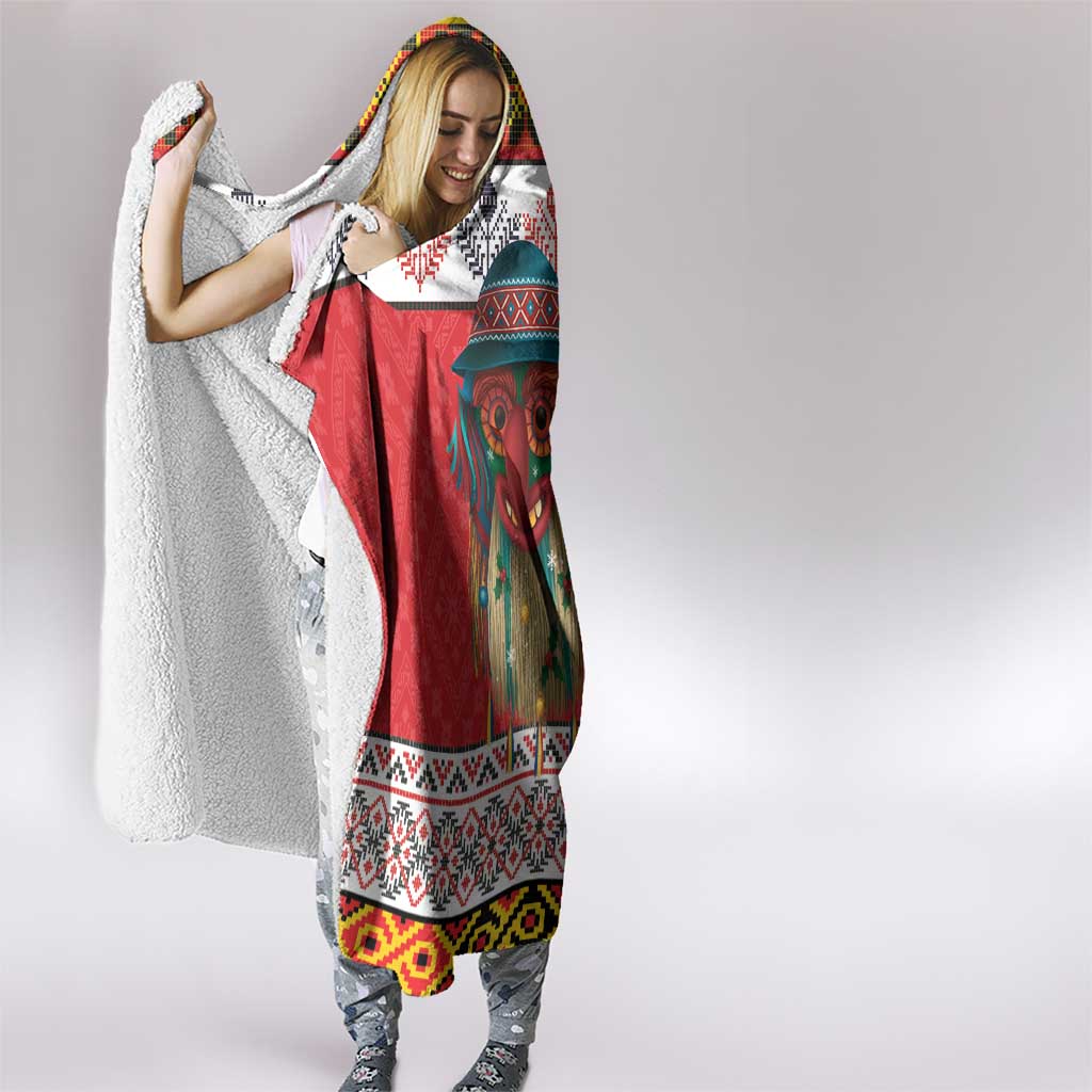 Personalized Romania Christmas Hooded Blanket Romanian Folk Mask - Wonder Print Shop