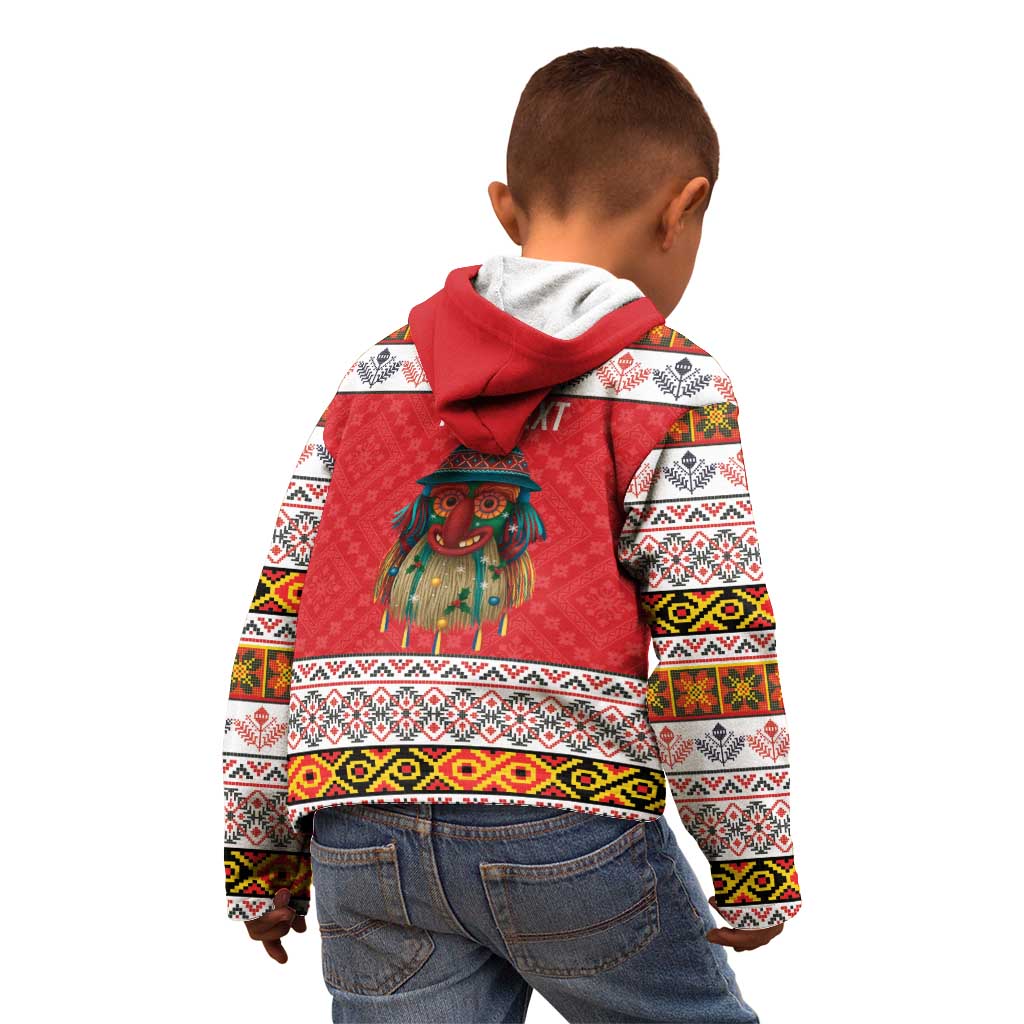 Personalized Romania Christmas Kid Hoodie Romanian Folk Mask - Wonder Print Shop