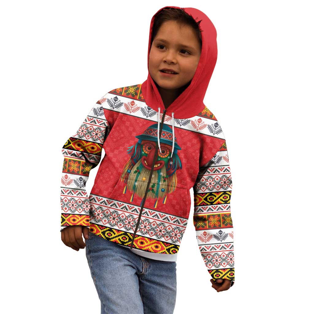 Personalized Romania Christmas Kid Hoodie Romanian Folk Mask - Wonder Print Shop