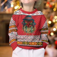 Personalized Romania Christmas Kid Ugly Christmas Sweater Romanian Folk Mask - Wonder Print Shop