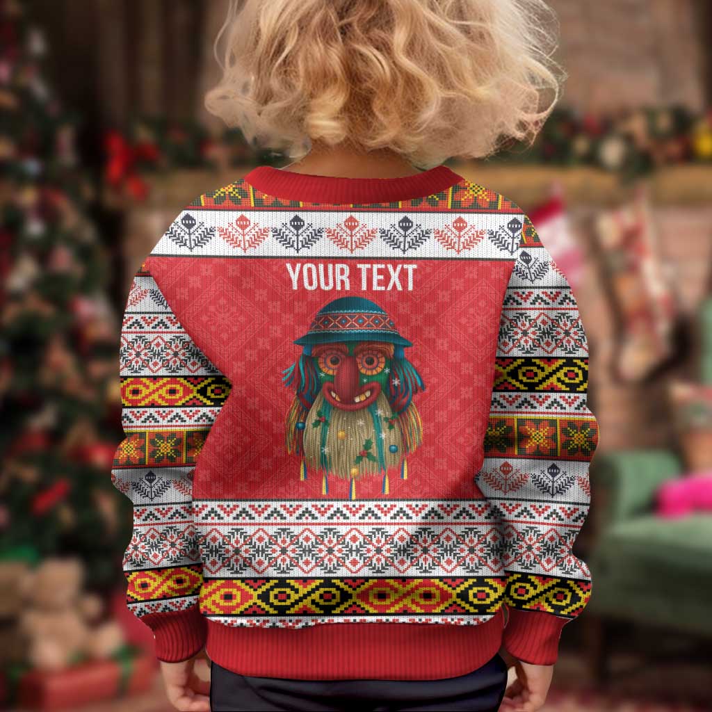 Personalized Romania Christmas Kid Ugly Christmas Sweater Romanian Folk Mask - Wonder Print Shop
