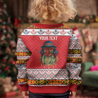 Personalized Romania Christmas Kid Ugly Christmas Sweater Romanian Folk Mask - Wonder Print Shop