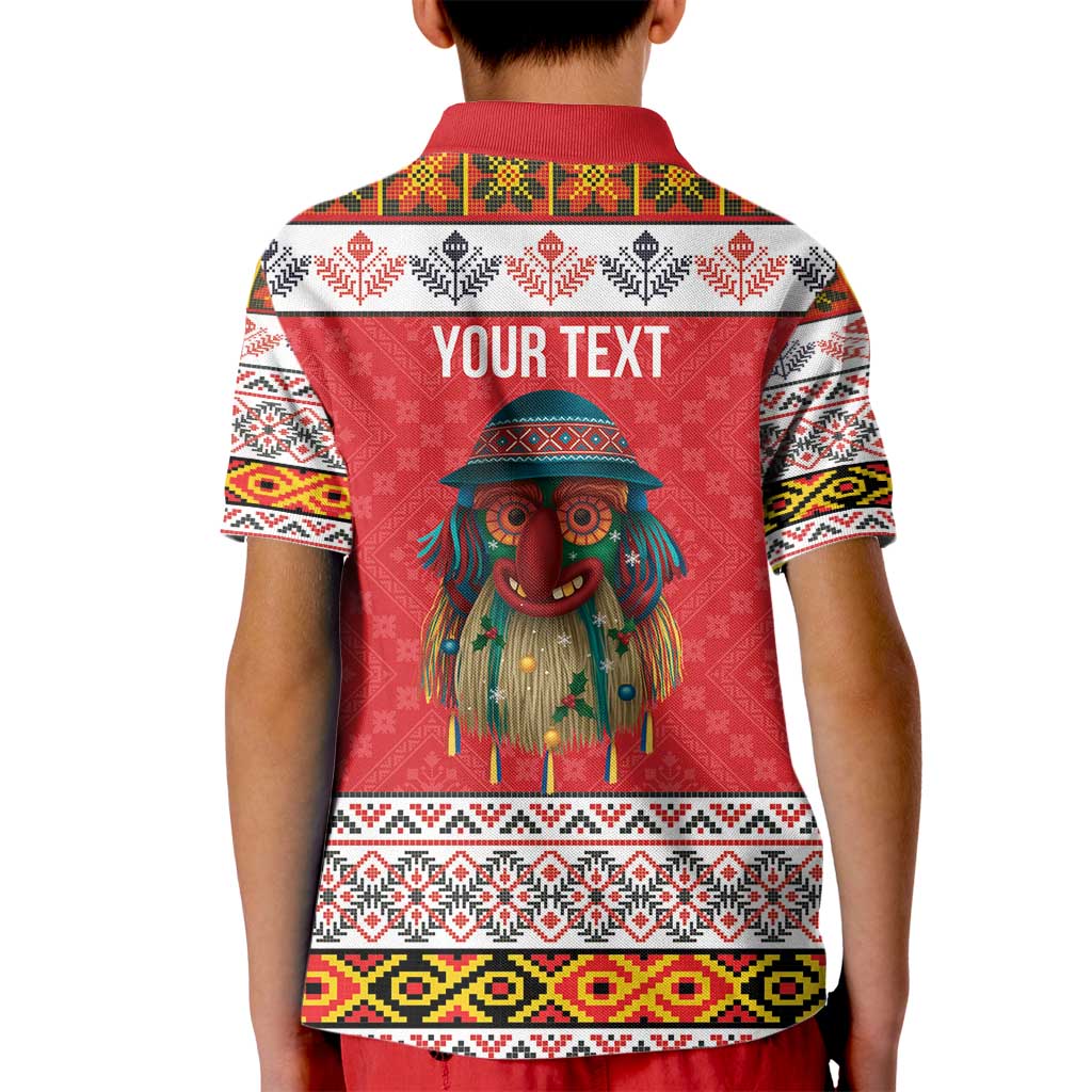 Personalized Romania Christmas Kid Polo Shirt Romanian Folk Mask - Wonder Print Shop
