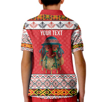 Personalized Romania Christmas Kid Polo Shirt Romanian Folk Mask - Wonder Print Shop