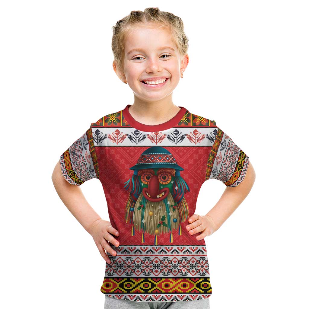 Personalized Romania Christmas Kid T Shirt Romanian Folk Mask - Wonder Print Shop
