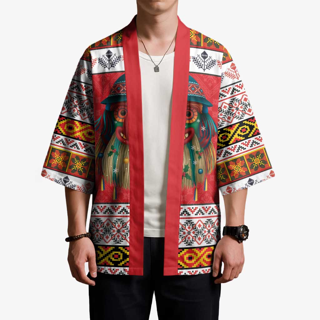Personalized Romania Christmas Kimono Romanian Folk Mask - Wonder Print Shop