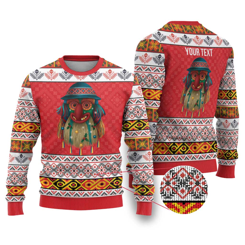 Personalized Romania Christmas Ugly Christmas Sweater Romanian Folk Mask - Wonder Print Shop