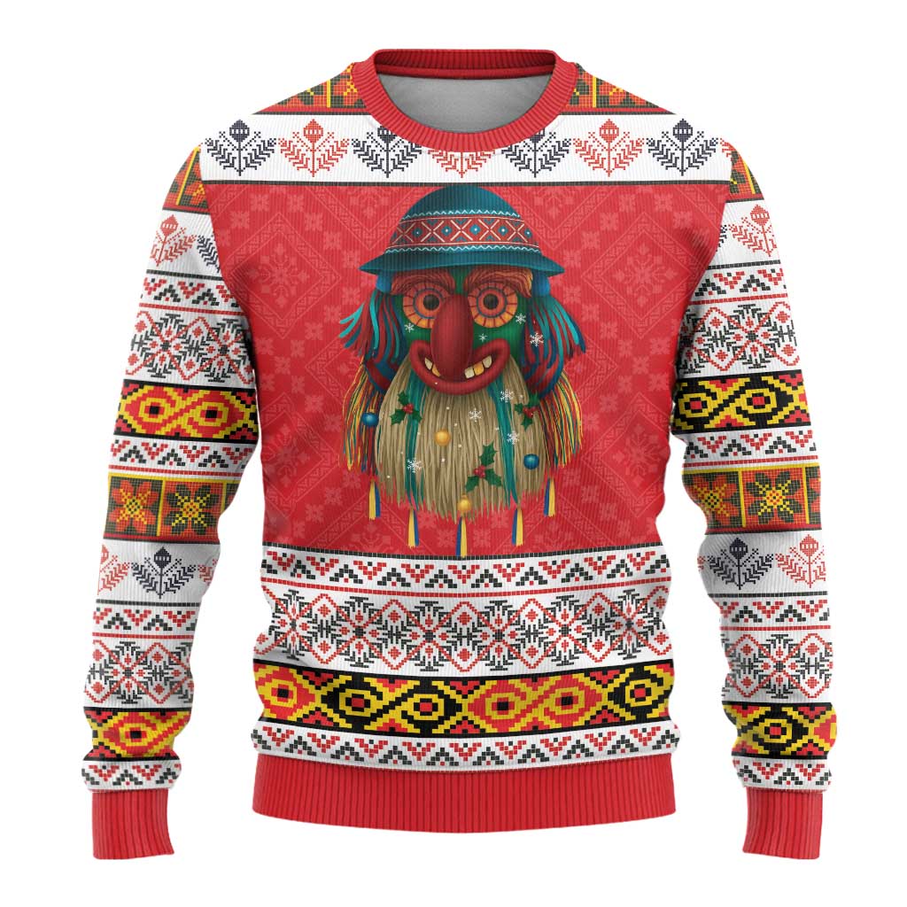 Personalized Romania Christmas Ugly Christmas Sweater Romanian Folk Mask - Wonder Print Shop