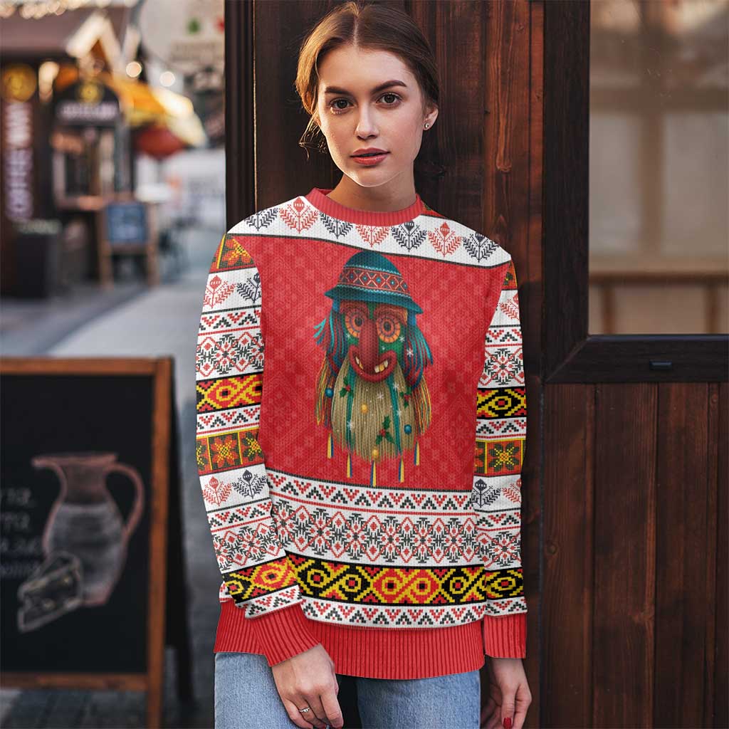 Personalized Romania Christmas Ugly Christmas Sweater Romanian Folk Mask - Wonder Print Shop