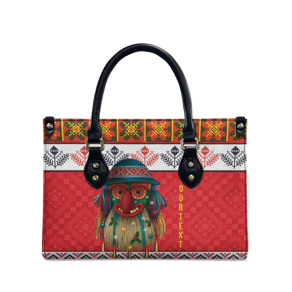 Personalized Romania Christmas Leather Bag Romanian Folk Mask - Wonder Print Shop