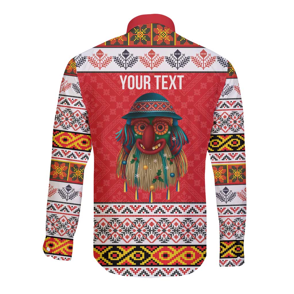 Personalized Romania Christmas Long Sleeve Button Shirt Romanian Folk Mask - Wonder Print Shop