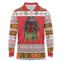 Personalized Romania Christmas Long Sleeve Polo Shirt Romanian Folk Mask - Wonder Print Shop
