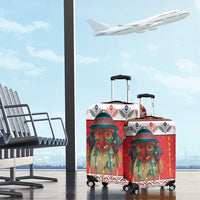 Personalized Romania Christmas Luggage Cover Romanian Folk Mask - Wonder Print Shop