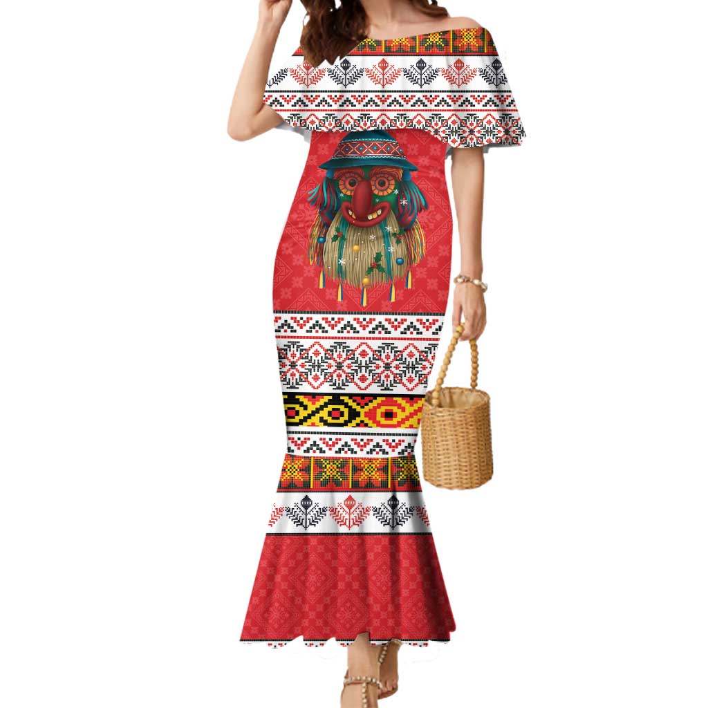 Personalized Romania Christmas Mermaid Dress Romanian Folk Mask - Wonder Print Shop