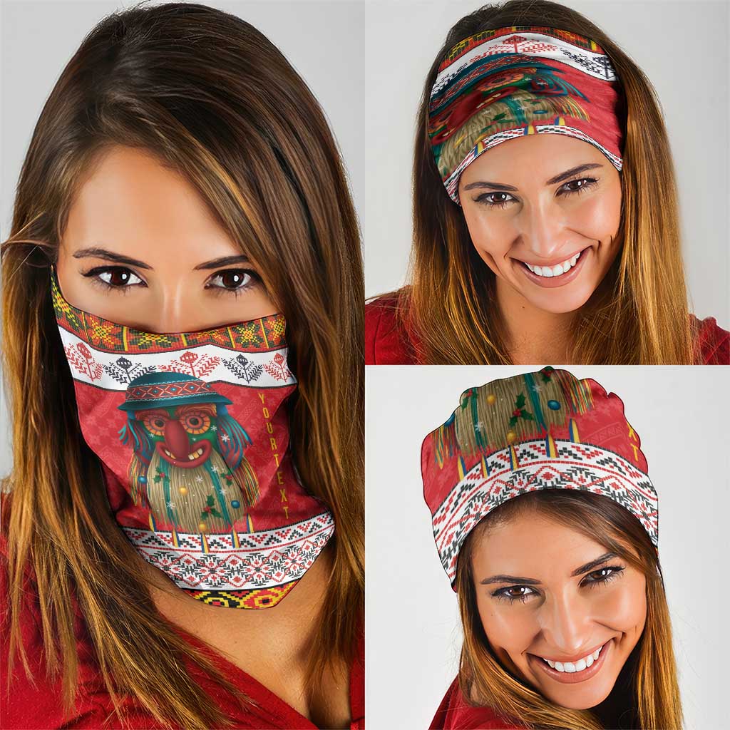 Personalized Romania Christmas Neck Gaiter Romanian Folk Mask - Wonder Print Shop