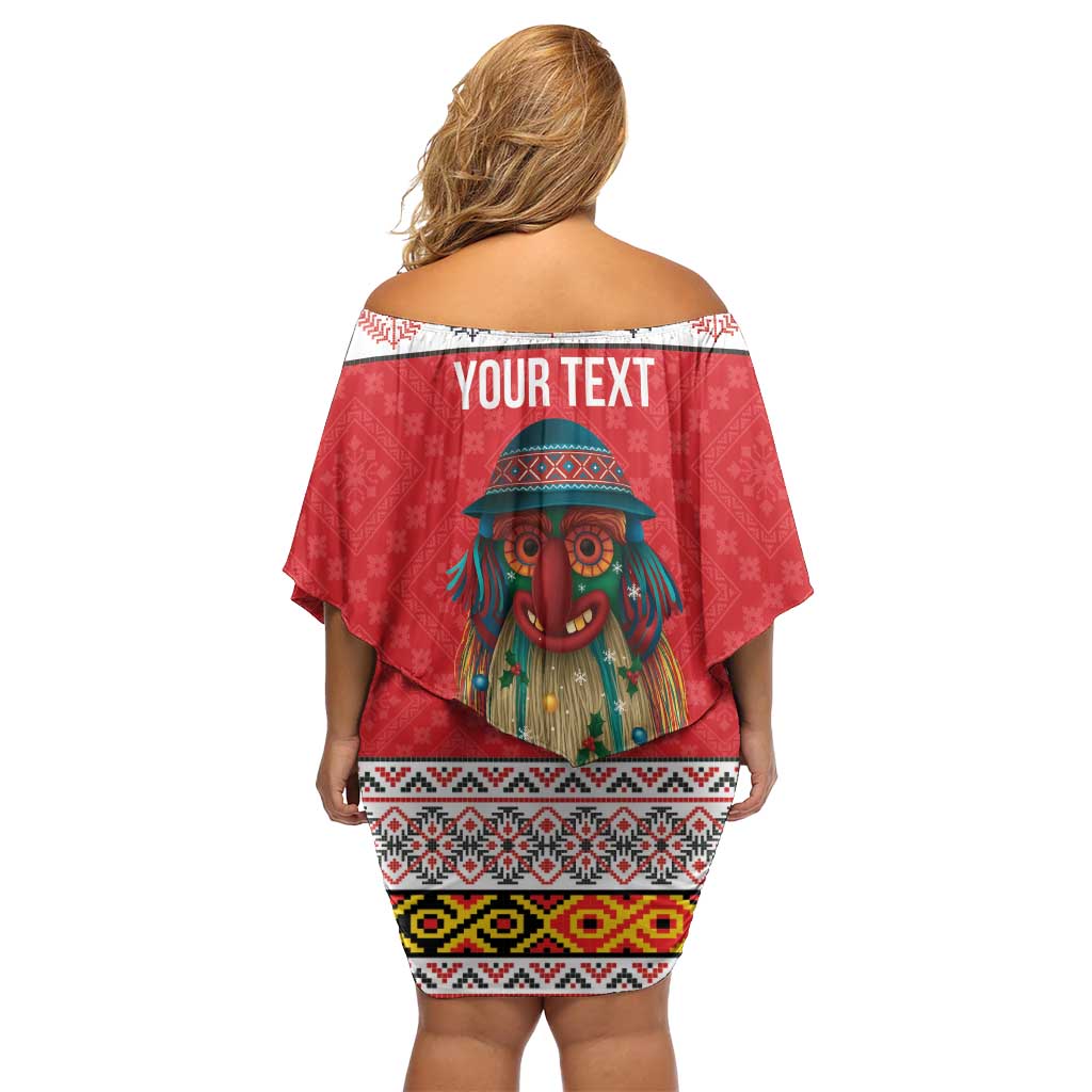 Personalized Romania Christmas Off Shoulder Short Dress Romanian Folk Mask - Wonder Print Shop