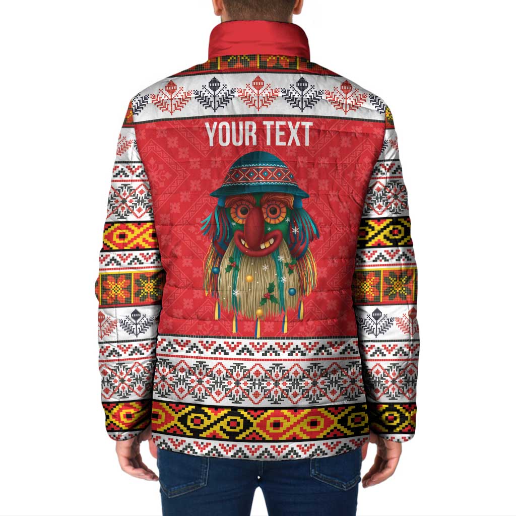 Personalized Romania Christmas Padded Jacket Romanian Folk Mask - Wonder Print Shop