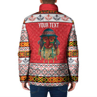 Personalized Romania Christmas Padded Jacket Romanian Folk Mask - Wonder Print Shop