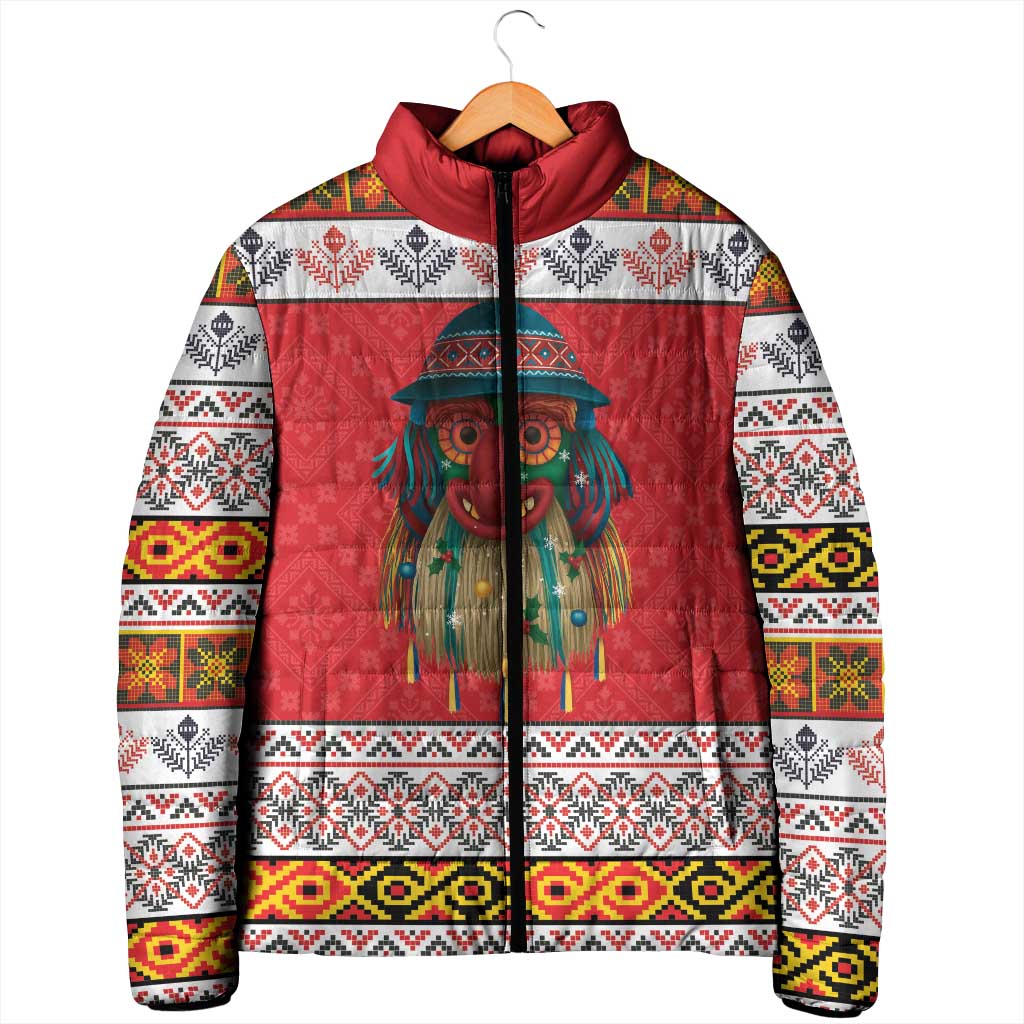 Personalized Romania Christmas Padded Jacket Romanian Folk Mask - Wonder Print Shop