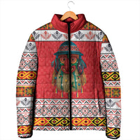 Personalized Romania Christmas Padded Jacket Romanian Folk Mask - Wonder Print Shop