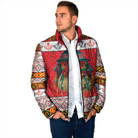 Personalized Romania Christmas Padded Jacket Romanian Folk Mask - Wonder Print Shop