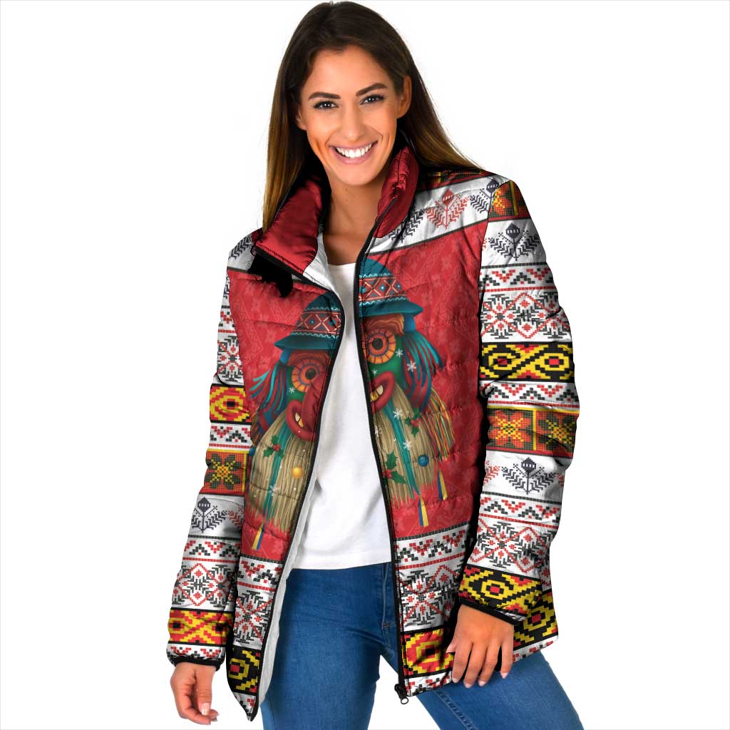 Personalized Romania Christmas Padded Jacket Romanian Folk Mask - Wonder Print Shop