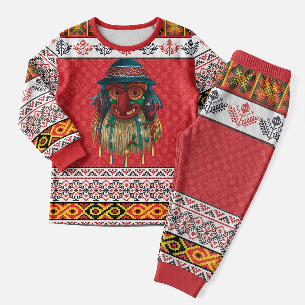 Personalized Romania Christmas Pajama Set Romanian Folk Mask - Wonder Print Shop