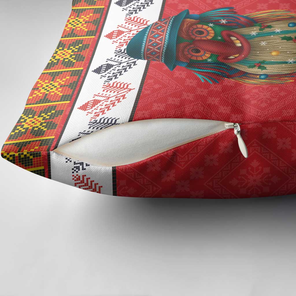 Personalized Romania Christmas Pillow Cover Romanian Folk Mask - Wonder Print Shop