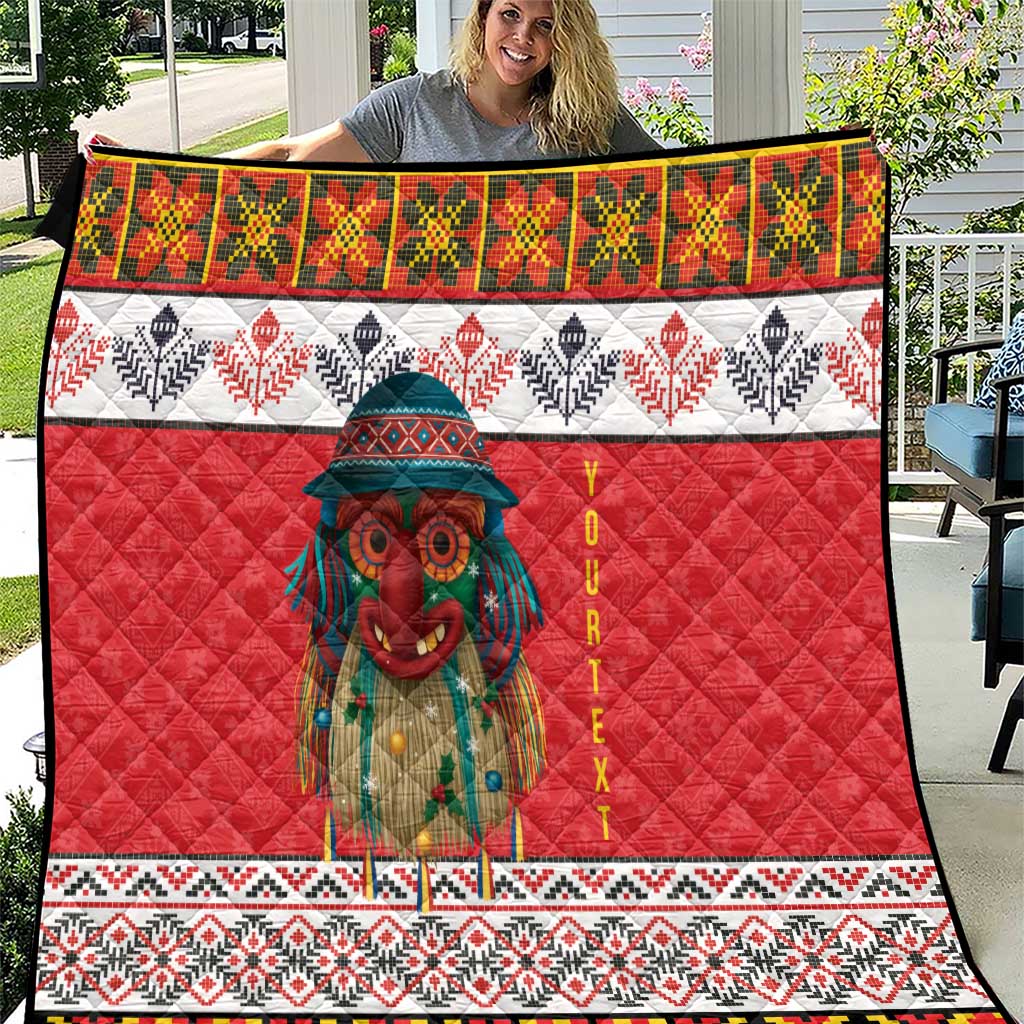 Personalized Romania Christmas Quilt Romanian Folk Mask - Wonder Print Shop