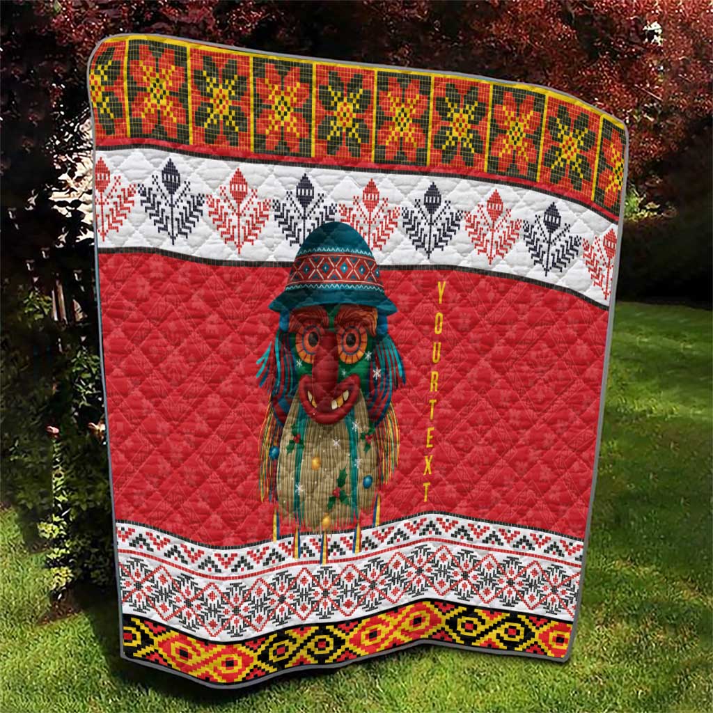 Personalized Romania Christmas Quilt Romanian Folk Mask - Wonder Print Shop