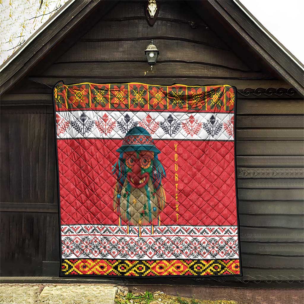 Personalized Romania Christmas Quilt Romanian Folk Mask - Wonder Print Shop