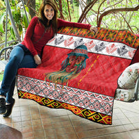 Personalized Romania Christmas Quilt Romanian Folk Mask - Wonder Print Shop