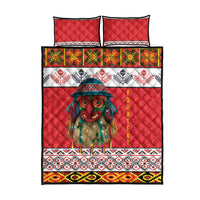 Personalized Romania Christmas Quilt Bed Set Romanian Folk Mask - Wonder Print Shop