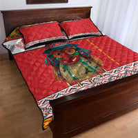 Personalized Romania Christmas Quilt Bed Set Romanian Folk Mask - Wonder Print Shop