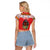Personalized Romania Christmas Raglan Cropped T Shirt Romanian Folk Mask - Wonder Print Shop