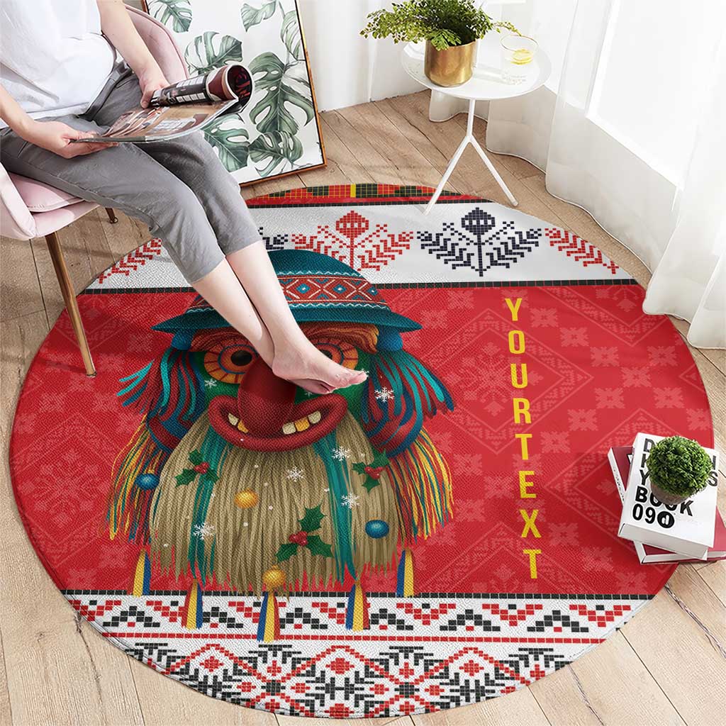 Personalized Romania Christmas Round Carpet Romanian Folk Mask - Wonder Print Shop