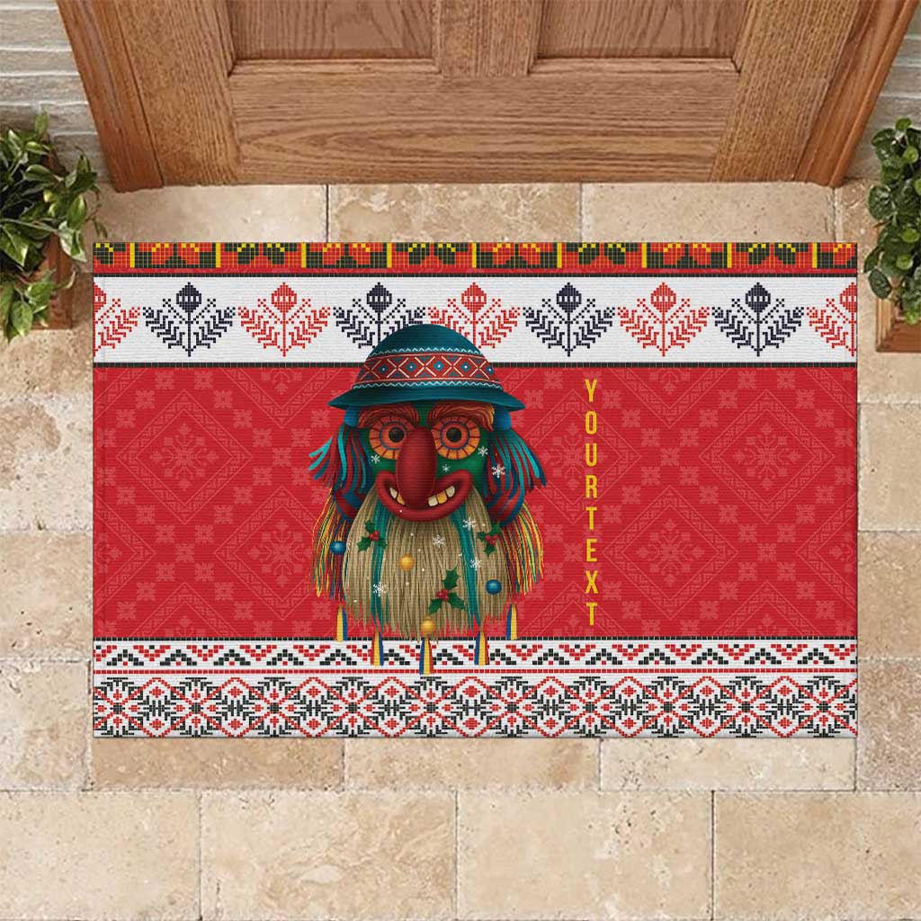 Personalized Romania Christmas Rubber Doormat Romanian Folk Mask - Wonder Print Shop