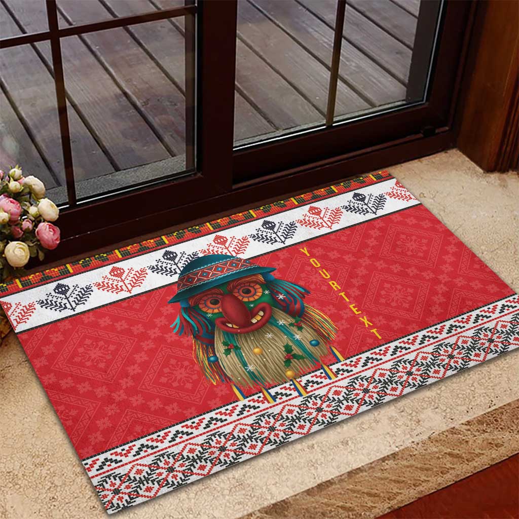 Personalized Romania Christmas Rubber Doormat Romanian Folk Mask - Wonder Print Shop