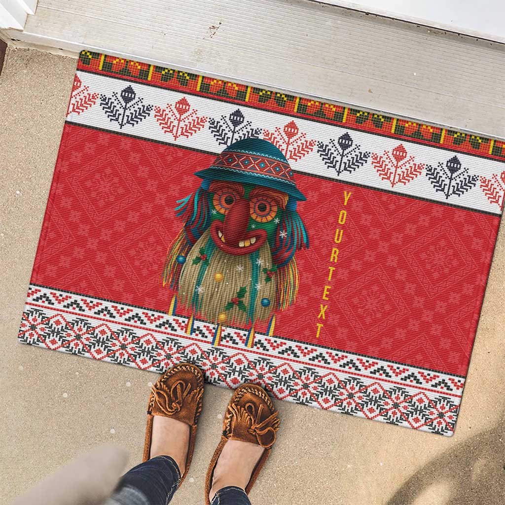 Personalized Romania Christmas Rubber Doormat Romanian Folk Mask - Wonder Print Shop