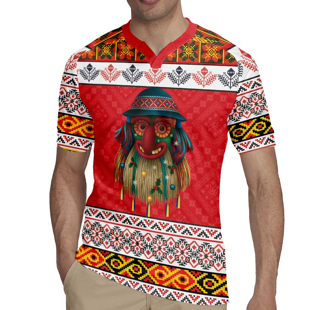 Personalized Romania Christmas Rugby Jersey Romanian Folk Mask - Wonder Print Shop