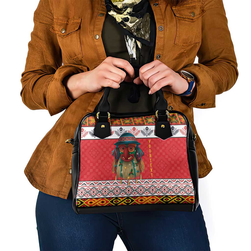 Personalized Romania Christmas Shoulder Handbag Romanian Folk Mask - Wonder Print Shop