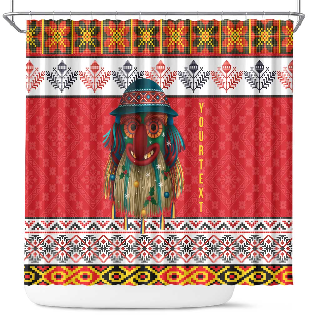Personalized Romania Christmas Shower Curtain Romanian Folk Mask - Wonder Print Shop